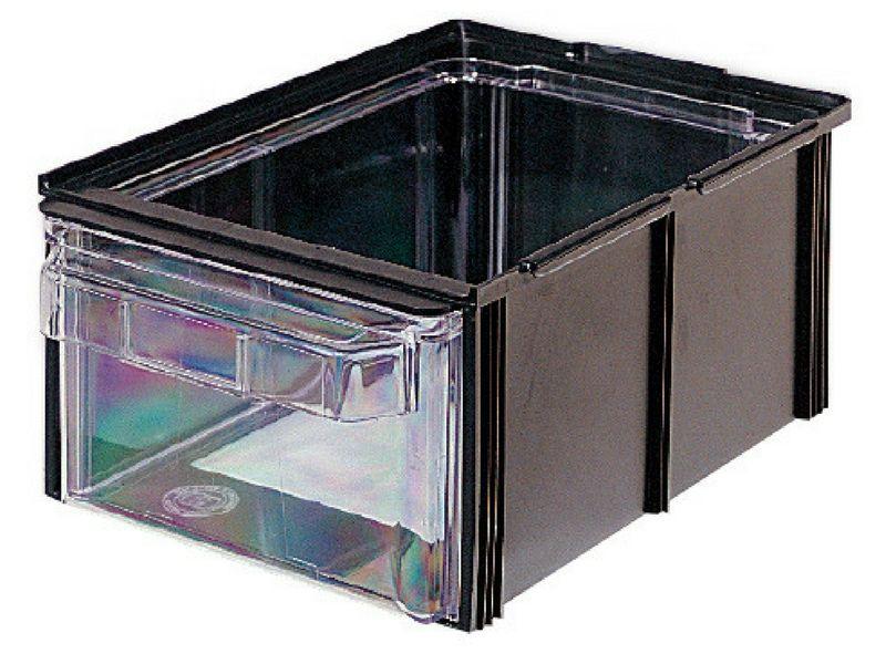 Cassettiera modulare realizzata in PST (Polistirene) ideale per contenere  minuteria. Corpo esterno nero e 6 cassetti verdi.